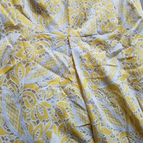LOFT Yellow White Crochet Summer Dress 6 - Picture 3 of 5